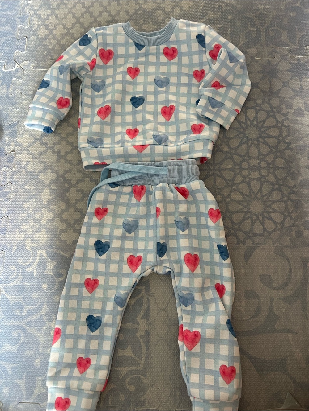 The Smocked Bear heart sweatsuit